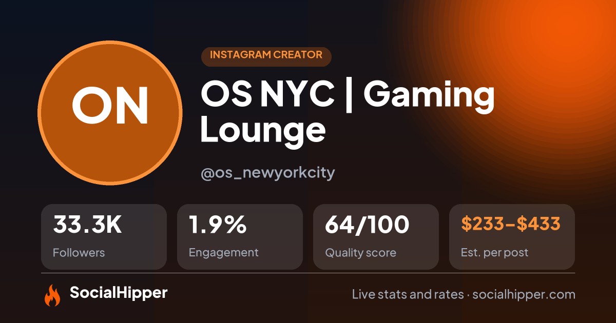 OS NYC | Gaming Lounge Instagram stats on SocialHipper