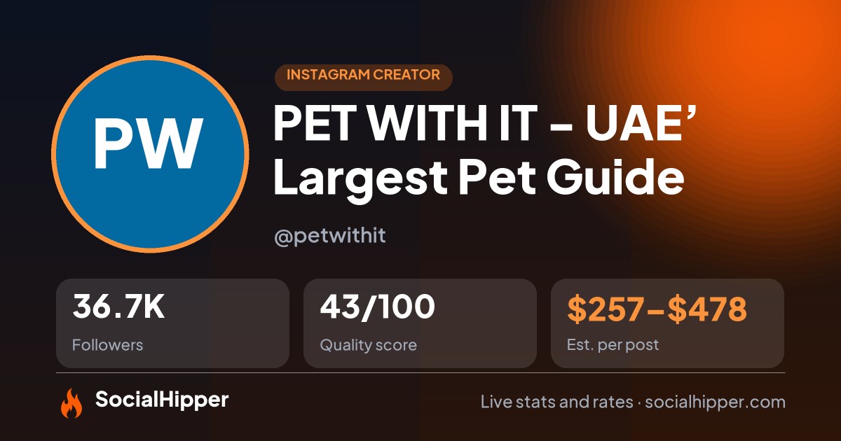 PET WITH IT - UAE’ Largest Pet Guide Instagram stats on SocialHipper