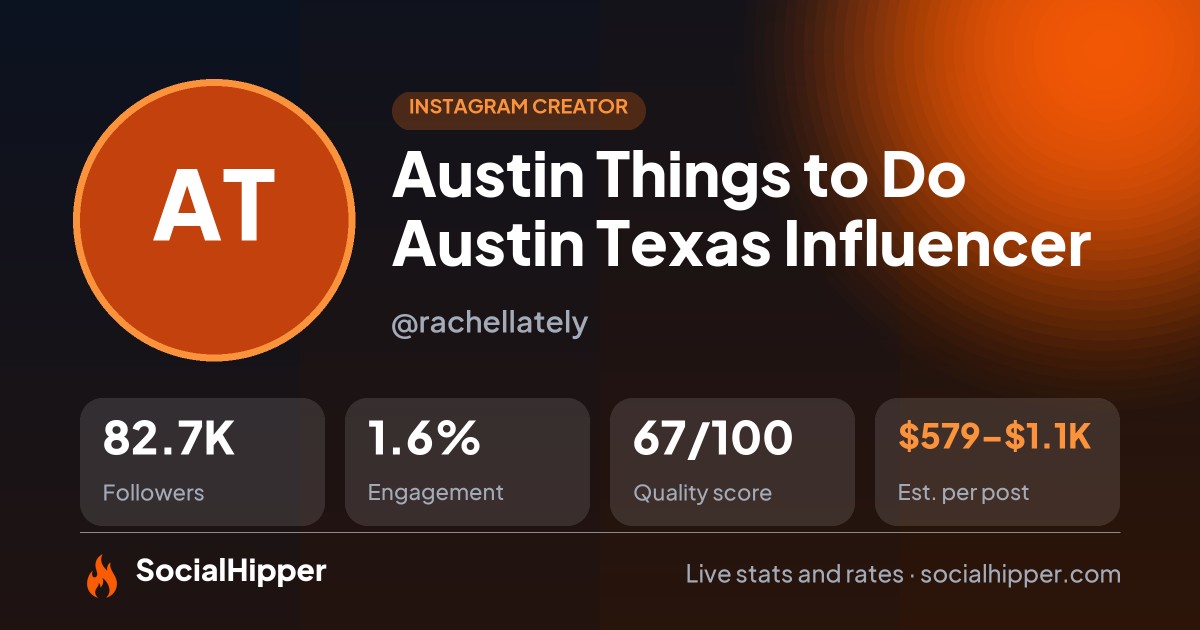 Austin Things to Do 🤠 Austin Texas Influencer Instagram stats on SocialHipper