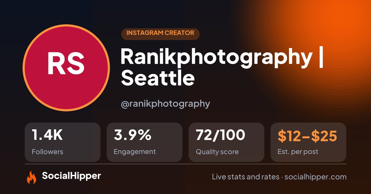 Ranikphotography | Seattle Instagram stats on SocialHipper