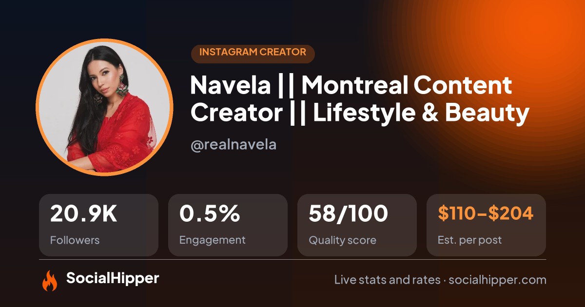 Navela || Montreal Content Creator || Lifestyle & Beauty Instagram stats on SocialHipper