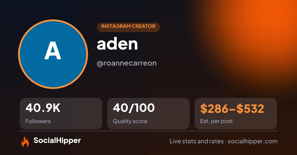 aden Instagram stats on SocialHipper
