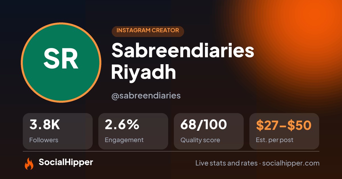 Sabreendiaries 📍Riyadh Instagram stats on SocialHipper