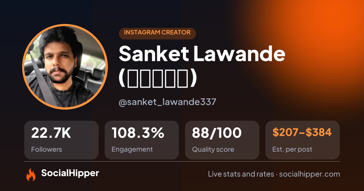 Sanket Lawande (लवंदे) Instagram stats on SocialHipper