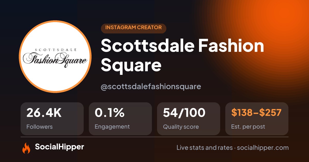 Scottsdale Fashion Square Instagram stats on SocialHipper