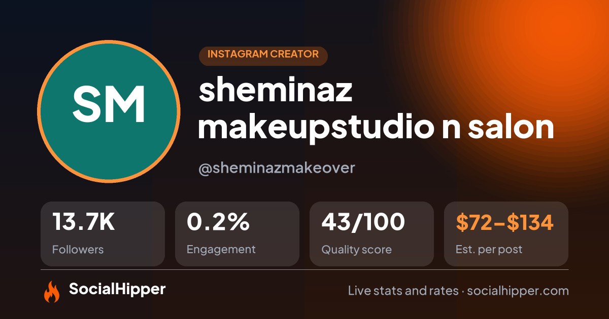 sheminaz makeupstudio n salon Instagram stats on SocialHipper