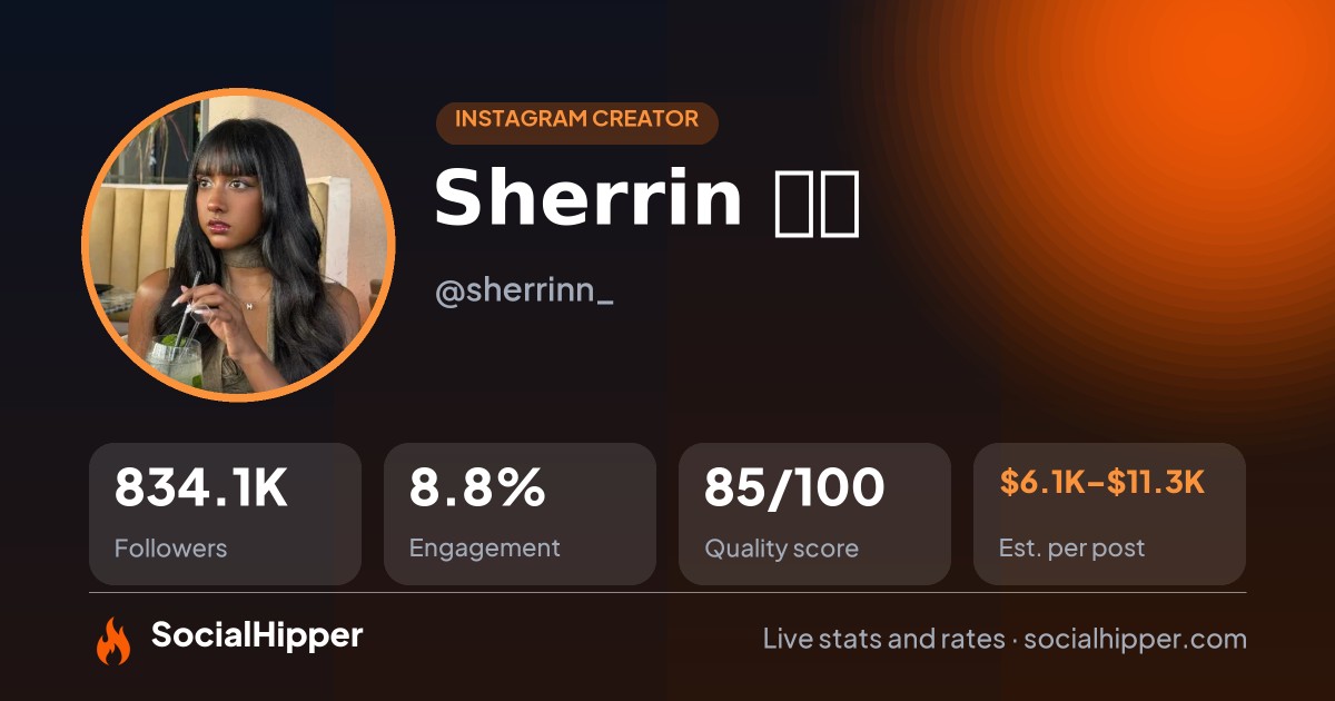 Sherrin 诗瑞 Instagram stats on SocialHipper