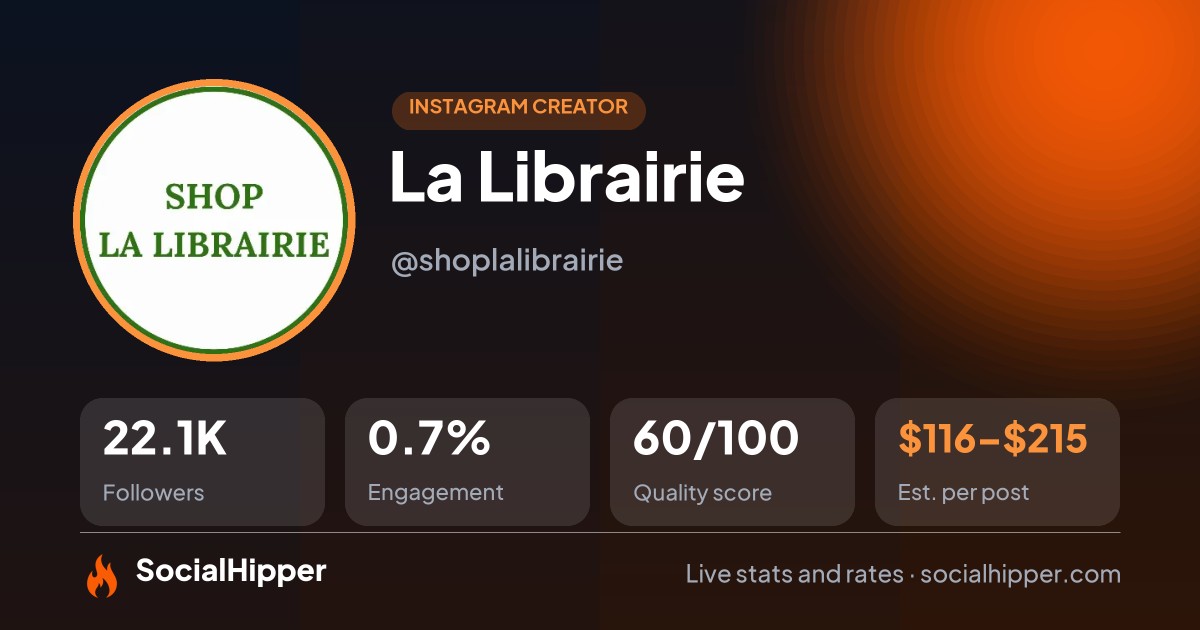 La Librairie Instagram stats on SocialHipper