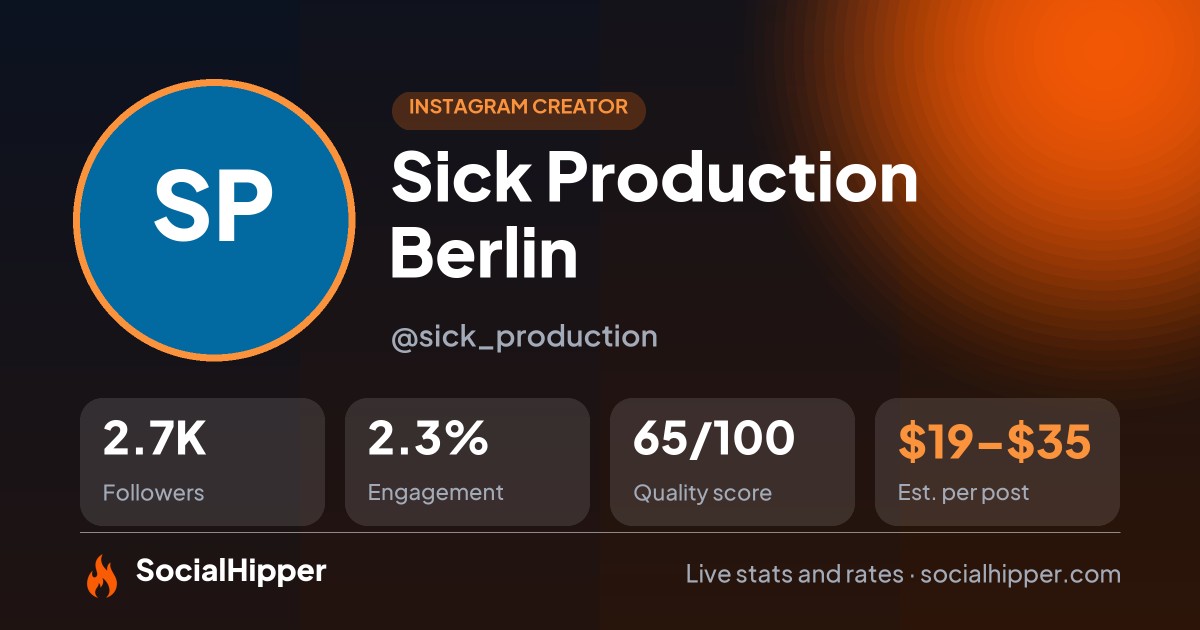 Sick Production Berlin Instagram stats on SocialHipper