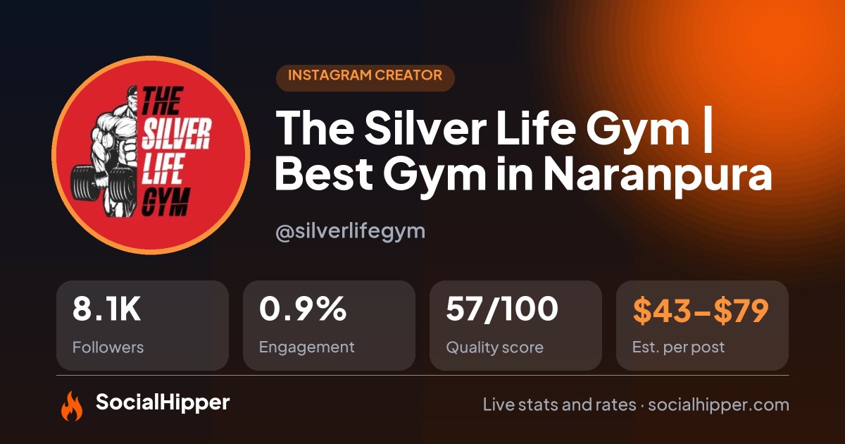 The Silver Life Gym | Best Gym in Naranpura Instagram stats on SocialHipper