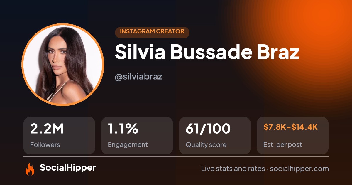 Silvia Bussade Braz Instagram stats on SocialHipper