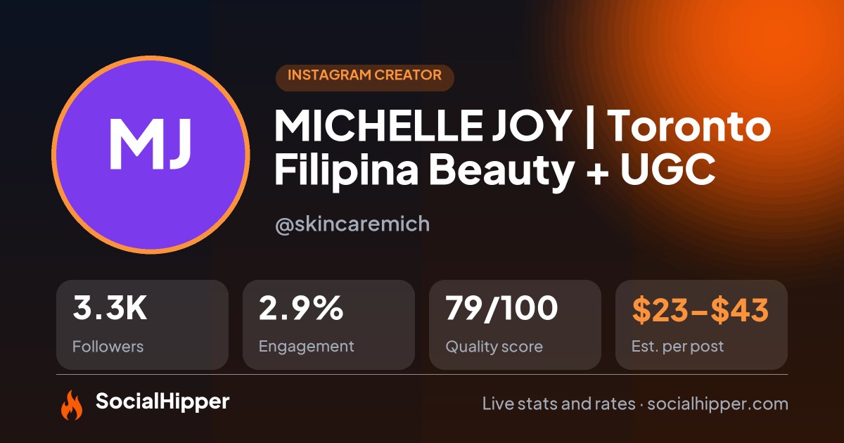 MICHELLE JOY | Toronto Filipina Beauty + UGC Instagram stats on SocialHipper