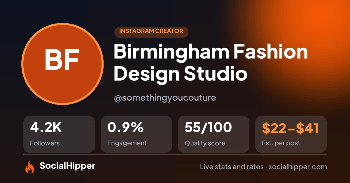 Birmingham Fashion Design Studio Instagram stats on SocialHipper