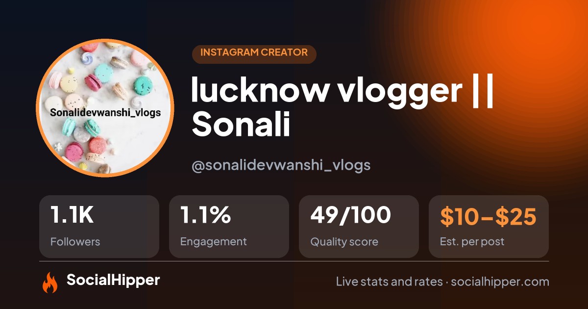lucknow vlogger ||  Sonali Instagram stats on SocialHipper