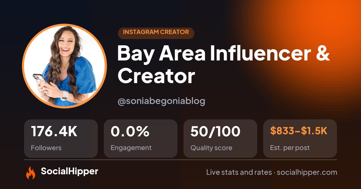 Bay Area Influencer & Creator Instagram stats on SocialHipper