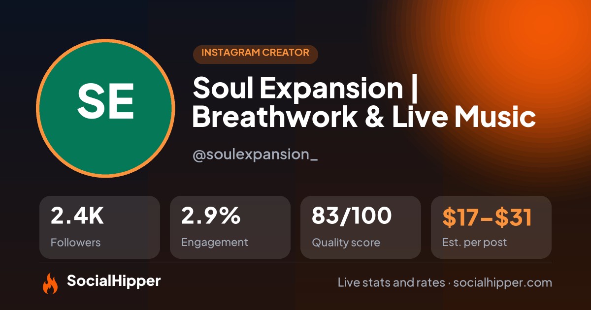 Soul Expansion | Breathwork & Live Music Instagram stats on SocialHipper