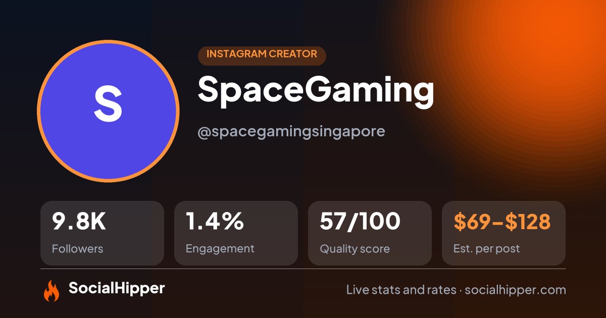 SpaceGaming Instagram stats on SocialHipper
