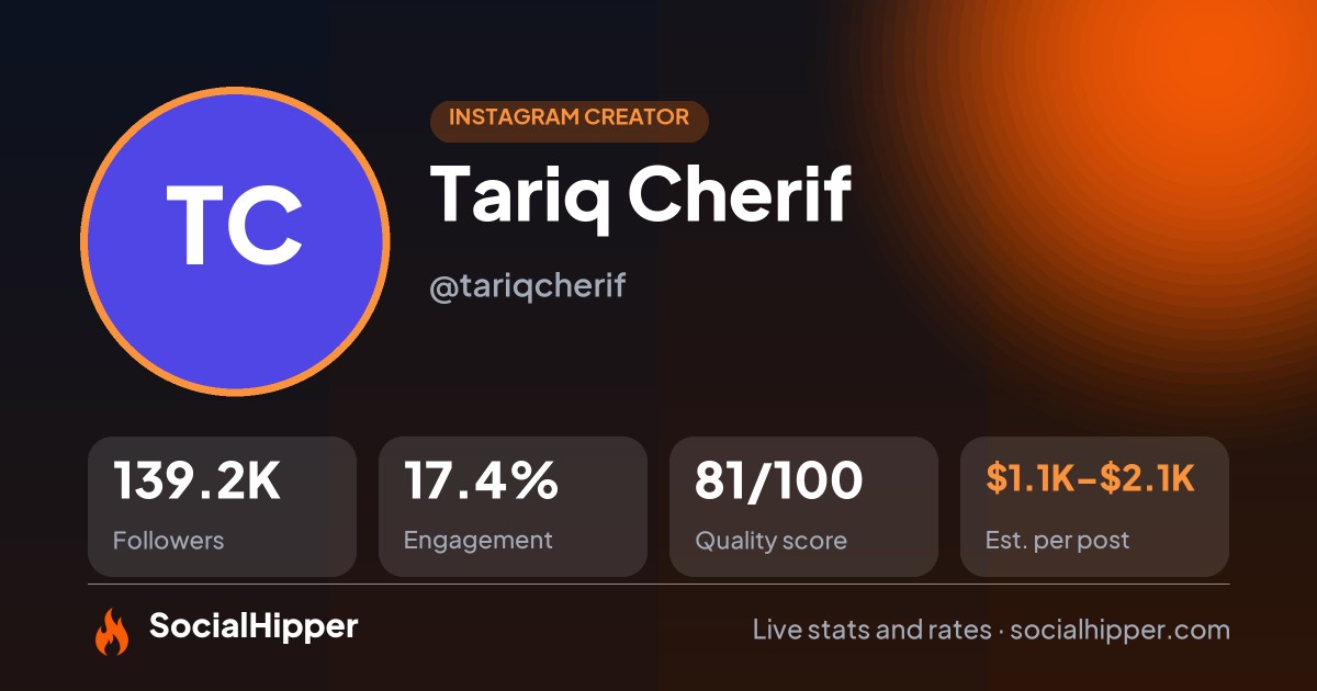 Tariq Cherif Instagram stats on SocialHipper