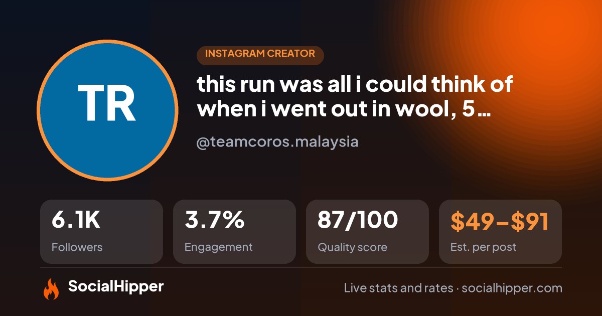 this run was all i could think of when i went out in wool, 5 degrees ... Instagram stats on SocialHipper