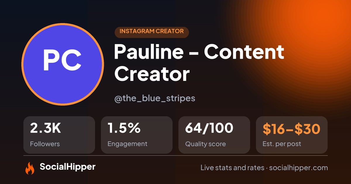 Pauline - Content Creator Instagram stats on SocialHipper