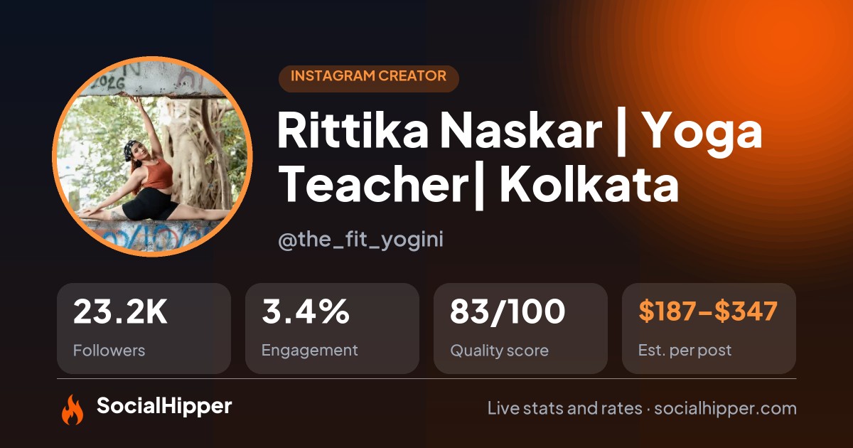 Rittika Naskar | Yoga Teacher🧘🏻‍♀️| Kolkata Instagram stats on SocialHipper