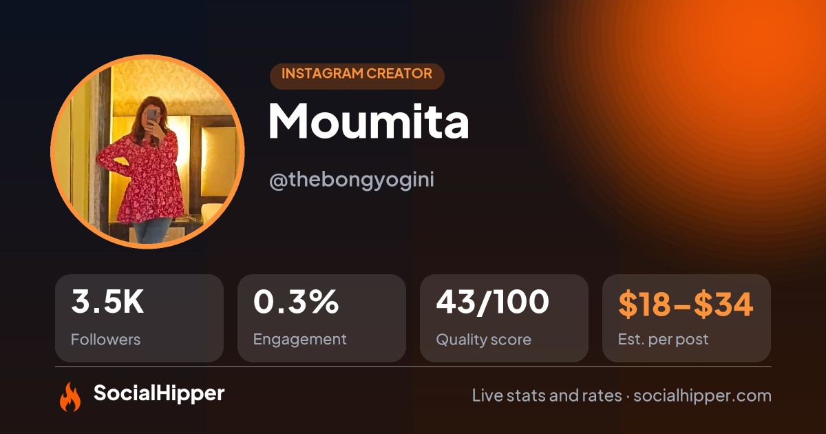 Moumita Instagram stats on SocialHipper