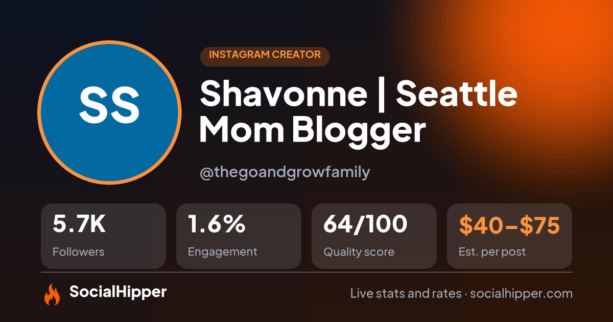Shavonne | Seattle Mom Blogger Instagram stats on SocialHipper