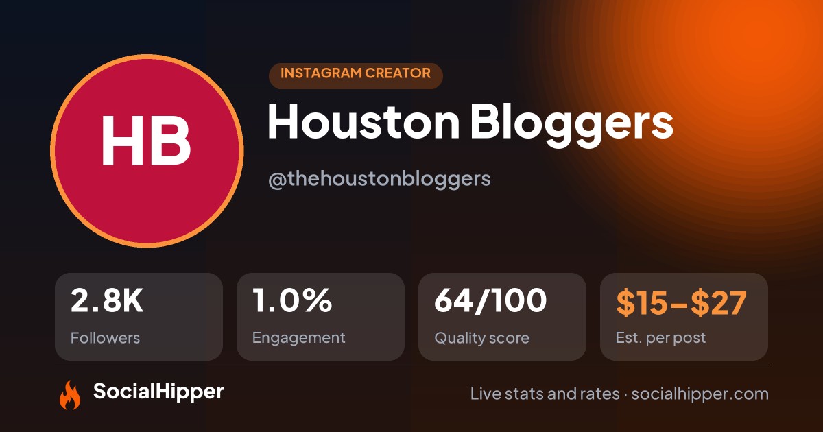 Houston Bloggers Instagram stats on SocialHipper