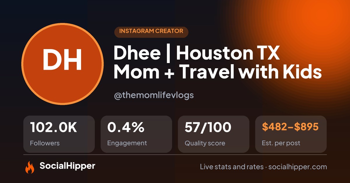 Dhee | Houston TX Mom + Travel with Kids Instagram stats on SocialHipper
