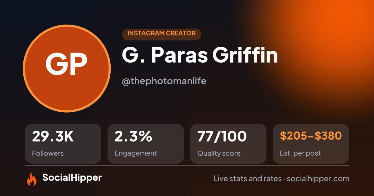 G. Paras Griffin Instagram stats on SocialHipper