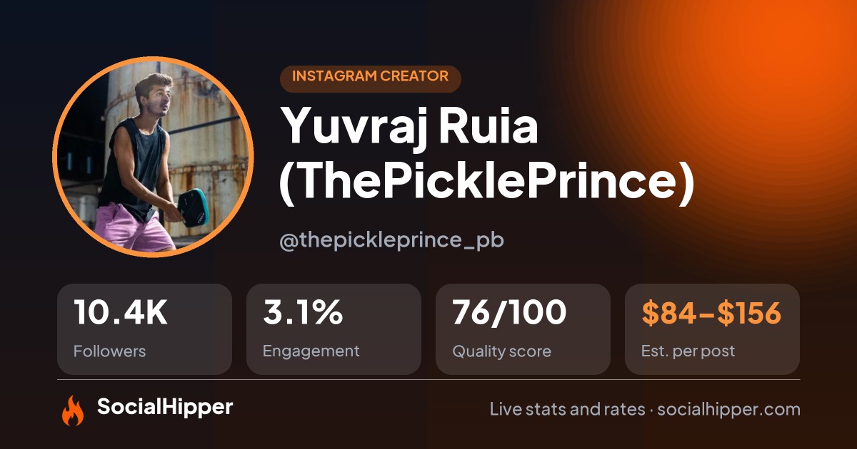 Yuvraj Ruia (ThePicklePrince) Instagram stats on SocialHipper
