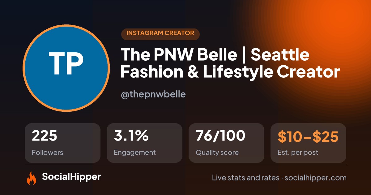 The PNW Belle | Seattle Fashion & Lifestyle Creator Instagram stats on SocialHipper