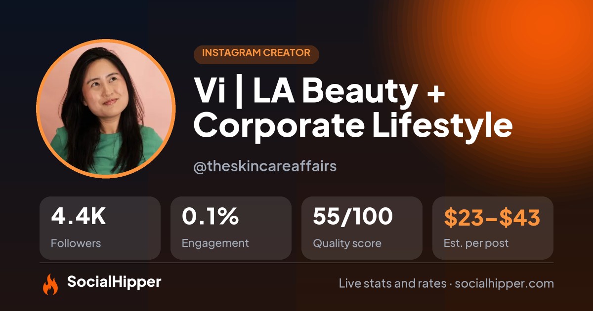 Vi | LA Beauty + Corporate Lifestyle Instagram stats on SocialHipper