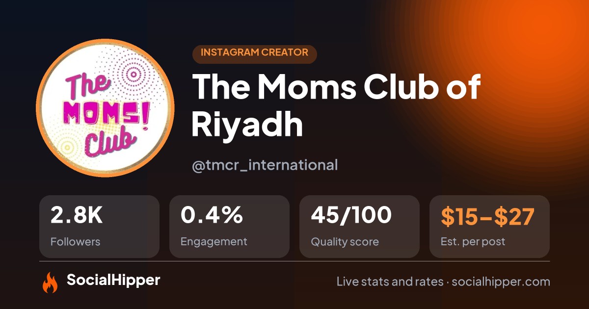 The Moms Club of Riyadh Instagram stats on SocialHipper