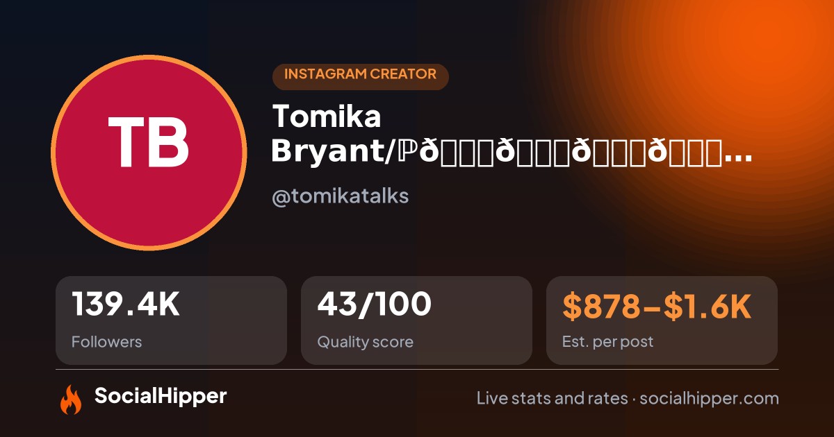 Tomika Bryant/ℙ𝕙𝕚𝕝𝕝𝕪 𝕃𝕚𝕗𝕖𝕤𝕥𝕪𝕝𝕖 𝔼𝕩𝕡𝕖𝕣𝕥 Instagram stats on SocialHipper
