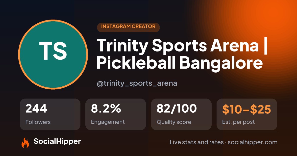 Trinity Sports Arena | Pickleball Bangalore Instagram stats on SocialHipper