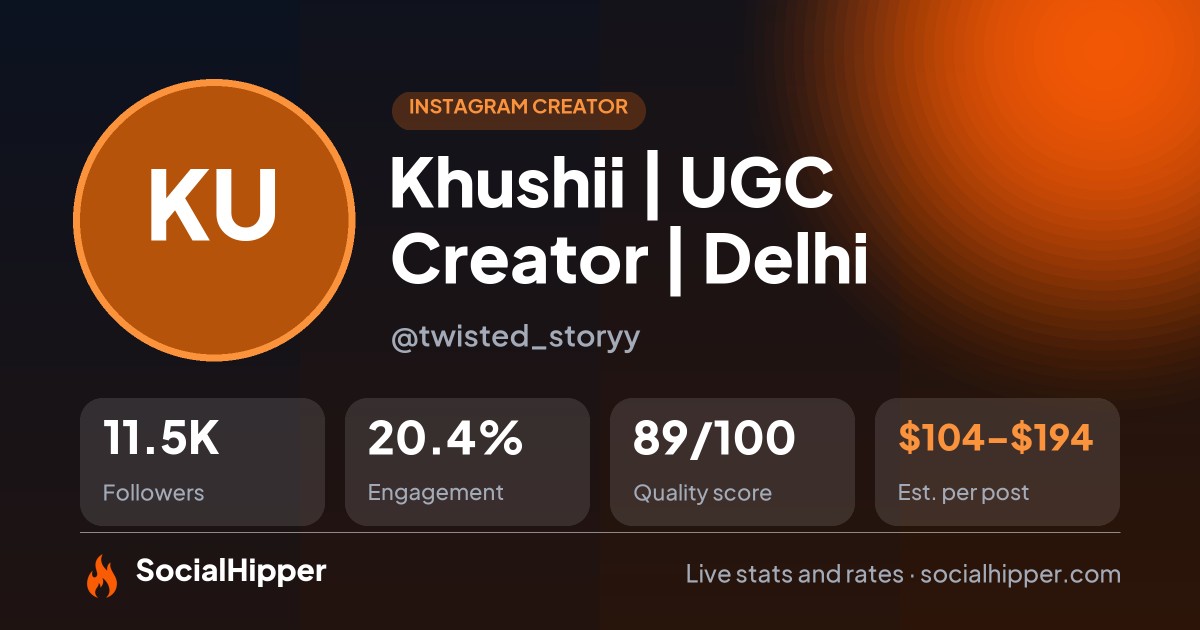 Khushii | UGC Creator | Delhi Instagram stats on SocialHipper