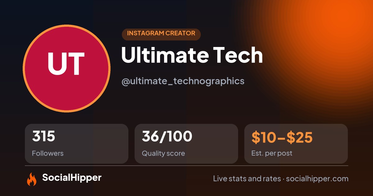 Ultimate Tech Instagram stats on SocialHipper
