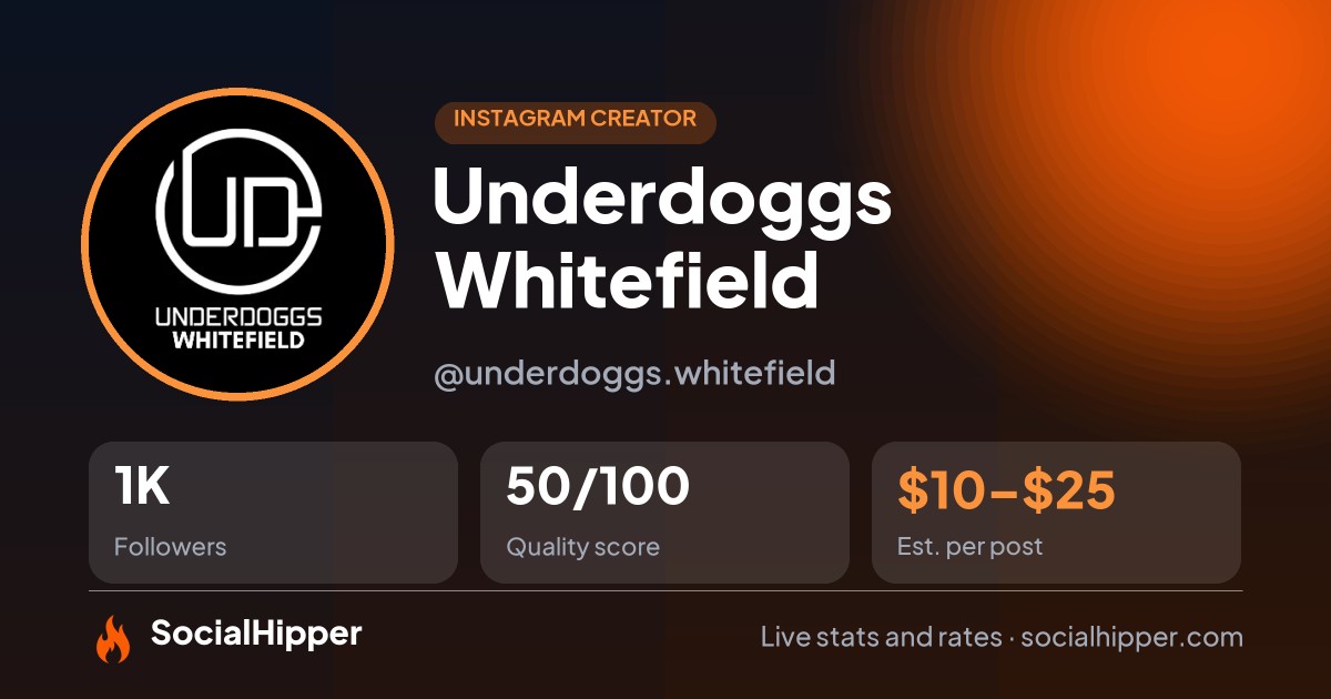 Underdoggs Whitefield Instagram stats on SocialHipper