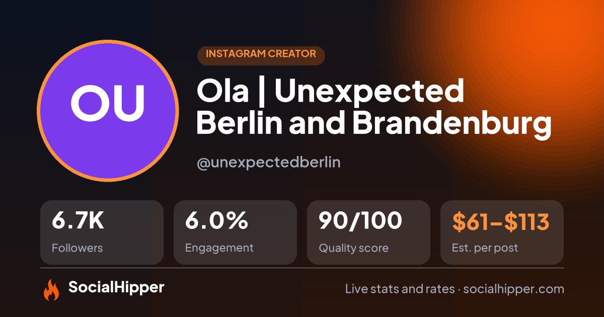 Ola | Unexpected Berlin and Brandenburg Instagram stats on SocialHipper