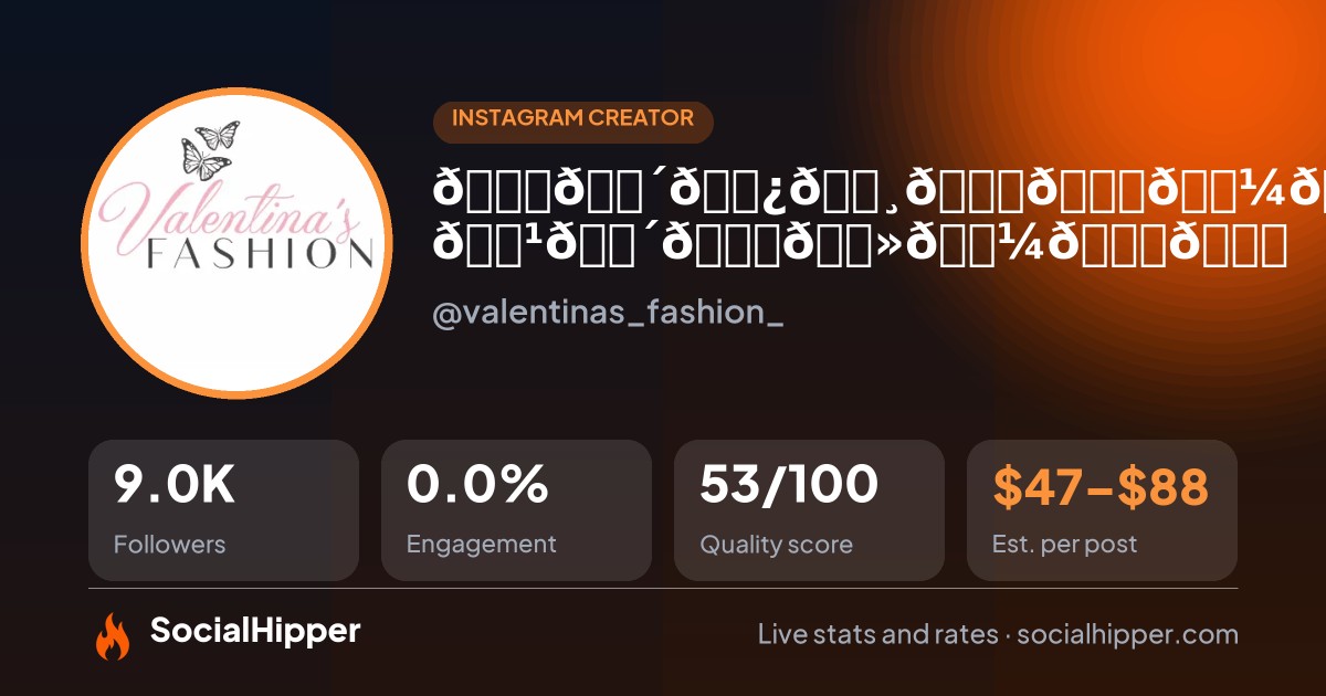 𝑉𝐴𝐿𝐸𝑁𝑇𝐼𝑁𝐴𝑆 𝐹𝐴𝑆𝐻𝐼𝑂𝑁 ✨ Instagram stats on SocialHipper