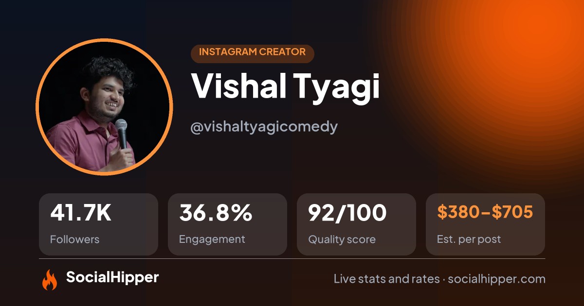 Vishal Tyagi Instagram stats on SocialHipper