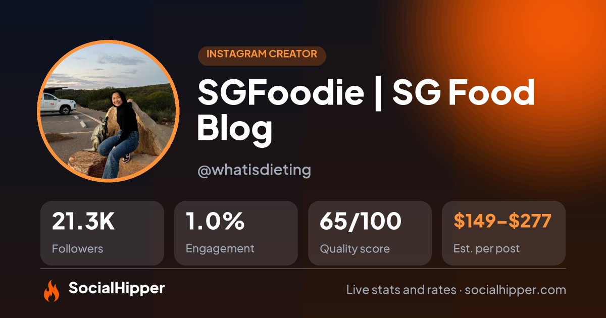 🇸🇬 SGFoodie | SG Food Blog 📖 Instagram stats on SocialHipper