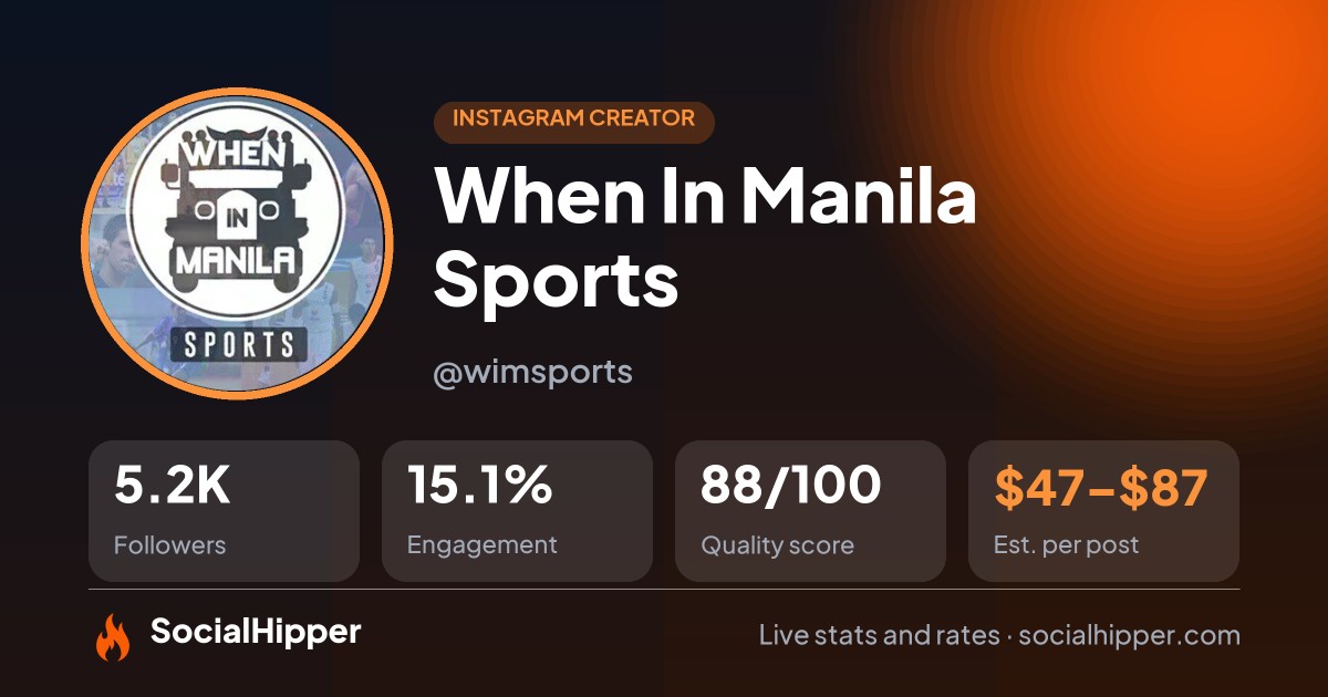 When In Manila Sports Instagram stats on SocialHipper