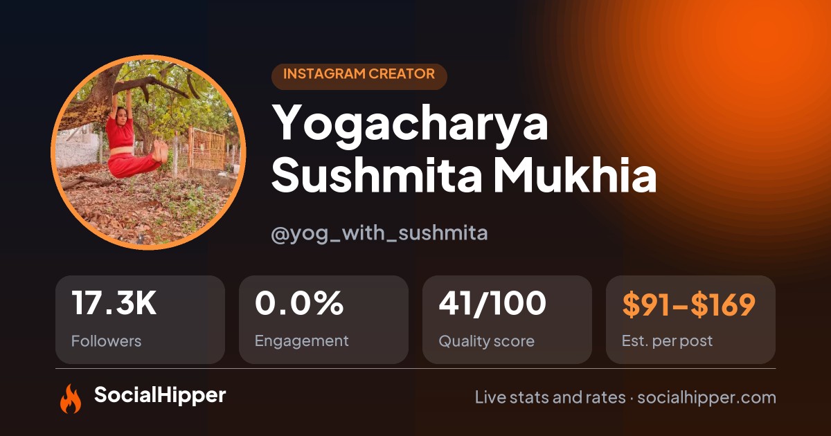 Yogacharya Sushmita Mukhia Instagram stats on SocialHipper
