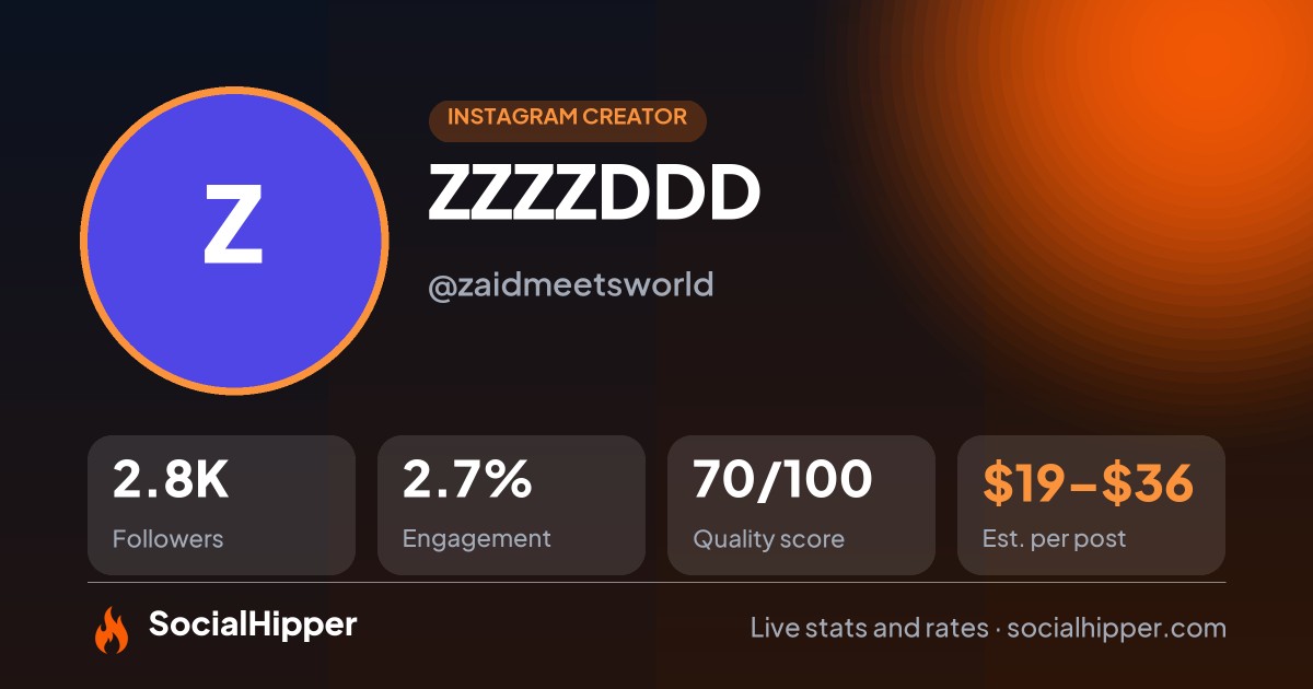ZZZZDDD Instagram stats on SocialHipper
