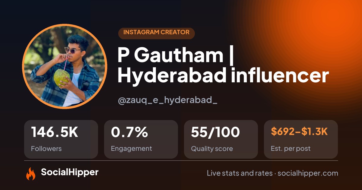 P Gautham | Hyderabad influencer Instagram stats on SocialHipper