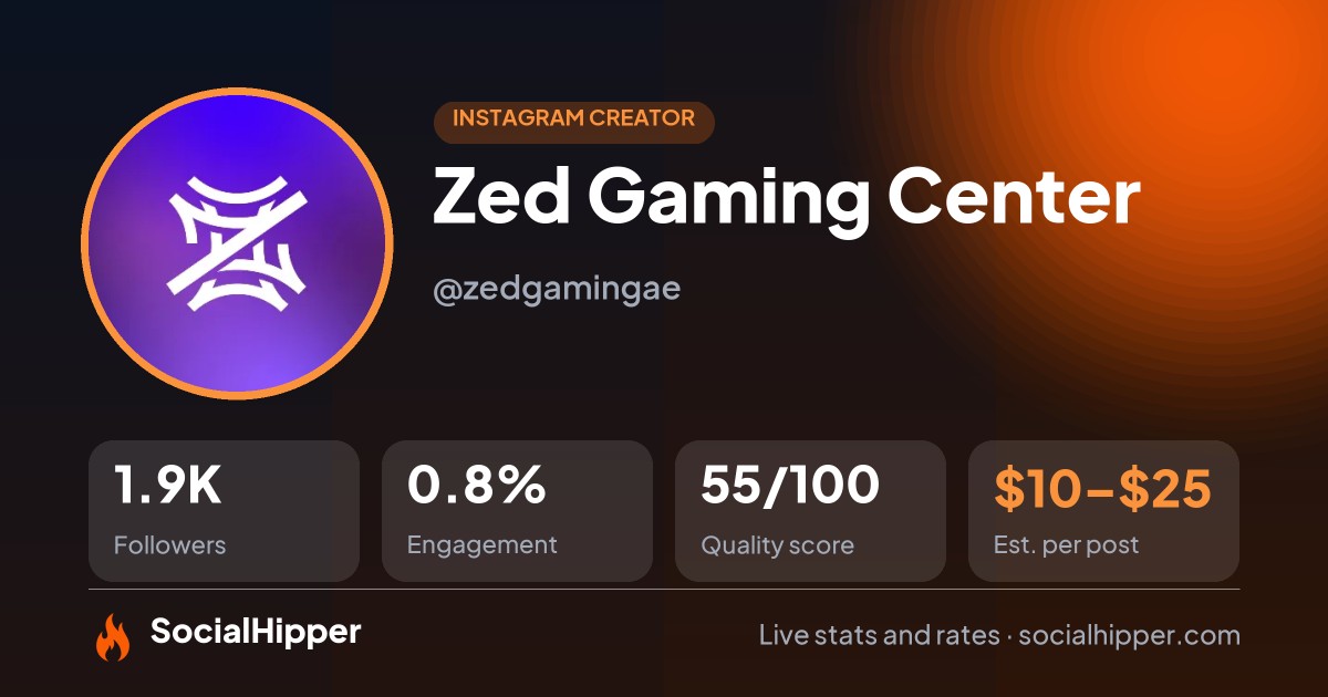Zed Gaming Center Instagram stats on SocialHipper