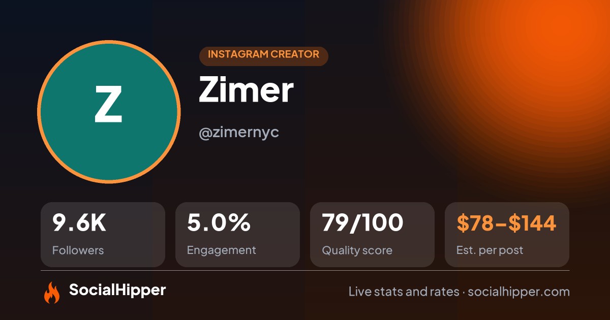 Zimer Instagram stats on SocialHipper