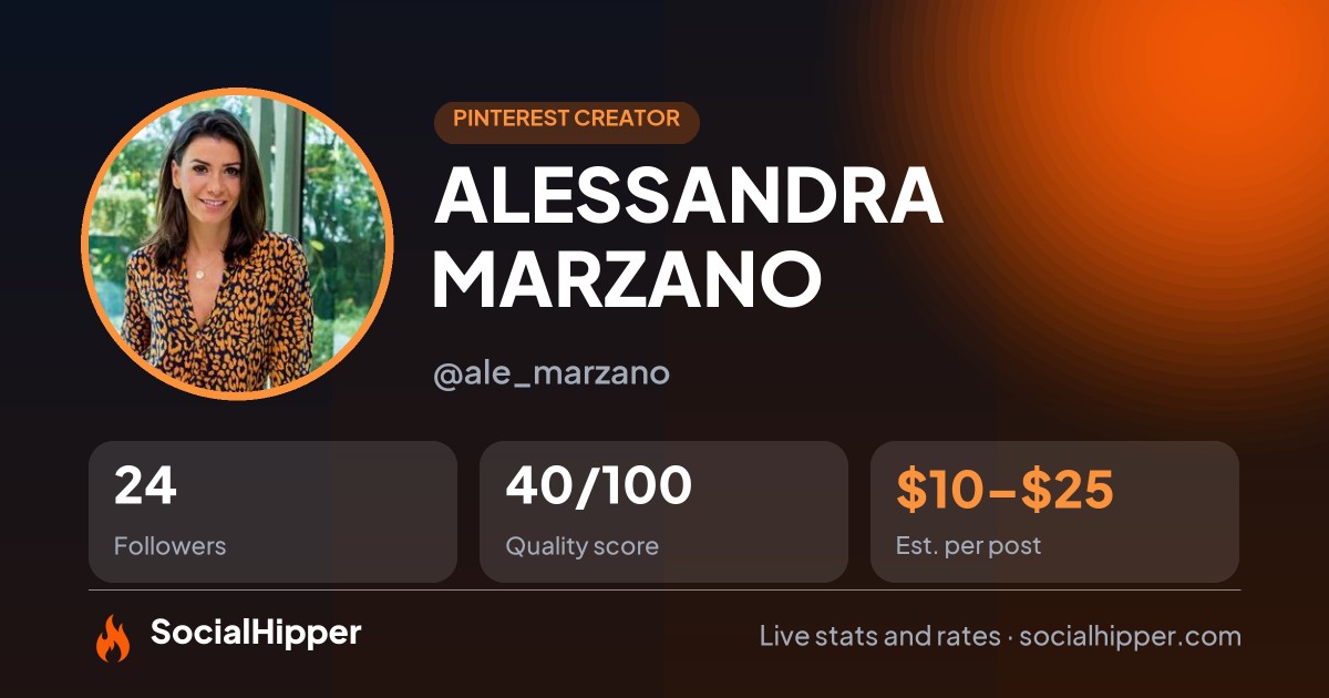 ALESSANDRA MARZANO Pinterest stats on SocialHipper